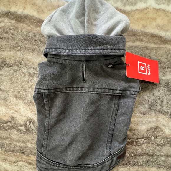NWT XSmall (11-13") Dog/Cat/Pet Dark Grey Denim Jacket With Hoodie- Reddy - Picture 4 of 4